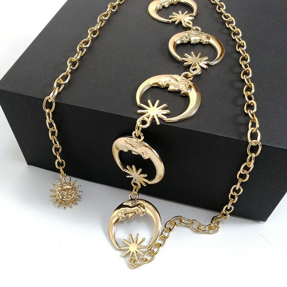 Moon Sun Pendant Girdles Gothic Jeans Pants Accessories Waist Chain Fashion Jewelry Metal Belts