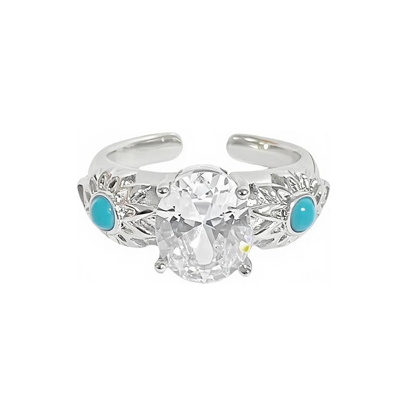 Light Luxury Full Diamond Inlaid Zircon Super Flash High-End Open Ring Niche Exquisite Elegant Personalized Ring