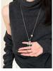 Vintage Tiger Eye Stone Cross Pendant Necklace with Sweater Chain Design