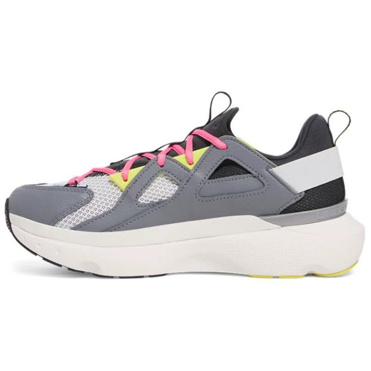 Under Armour Unisex UA Infinite MVMNT Shoes Downpour Gray Silica Green Noble Gold 3028667-024