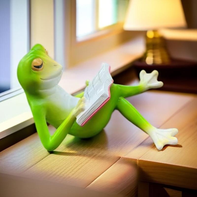 Reading Frogs Statues Garden Decors Resin Frogs Outdoor Animal Statue Garden Decoration Frogs Figurine Yard Ornaments