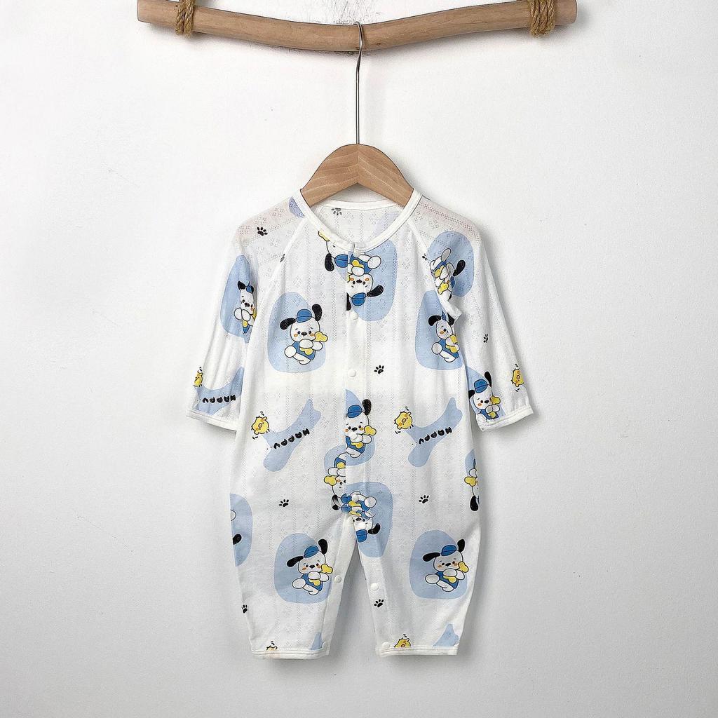 Baby Langarm-Bodysuit aus Bambusfaser: 3-24 Monate, Atmungsaktiver Druckknopf im Schritt, Nahtlos für den Sommer