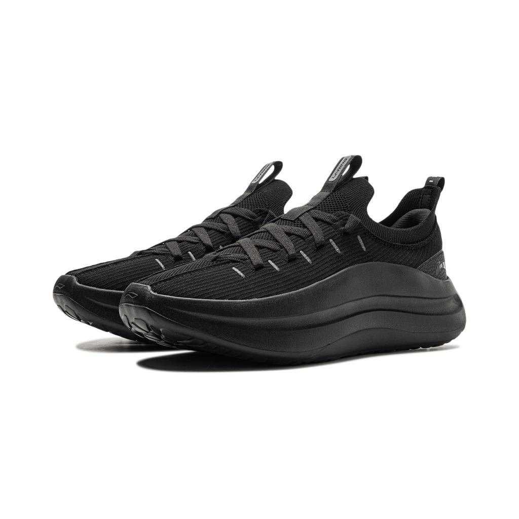 New LiNing Cloud Wave Cushioned Anti Slip And Wear Resistant Lightweight Low Top Casual Shoes Men's Night Black AGLU221-3