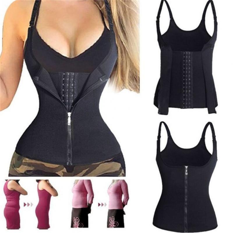 Tummy-Control Body Shaper for Weight Loss Waist Trainer Corset-Zipper Vest Body Shaper Cincher-Tank Top-Adjustable