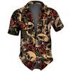 Horror Skulls Print  Men's Shirts Summer Hip Hop Style Short Sleeve Lapel Shirts For Men Streetwear Hawaiian Beach Holiday Shirt