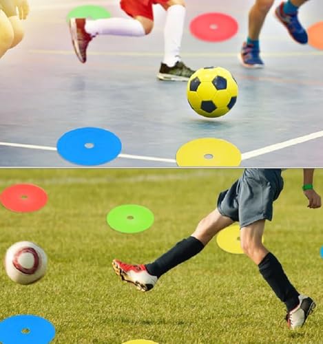 siawadeky Flat Markers, Flat Cones, Set of 15, Spot Markers for Soccer, Futsal, Training, Indoor and Outdoor Practice, Non-Slip, Anti-Flying Iron Mark