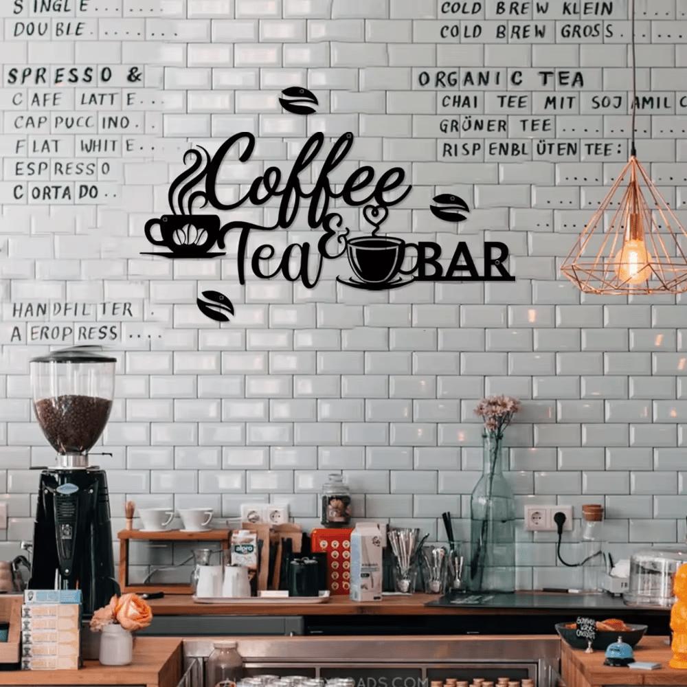 Metal Coffee Bar Sign Bean Design Wall Decor, Functional Home Office Art, Aesthetic Metal Sculpture for Festival Statue Decoration