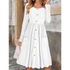 DICFY Women's Fashion Autumn Winter Solid Color Print Long Sleeve O-Neck  Casual Dresses