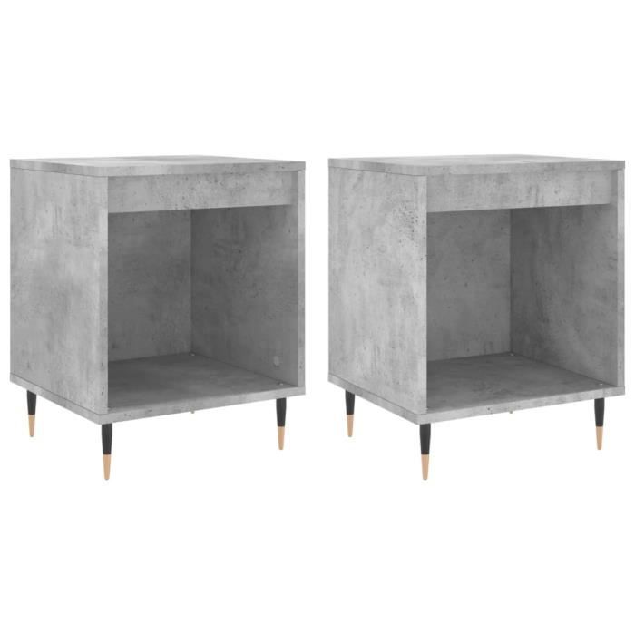 VidaXL Tables de chevet 2 pcs gris béton 40x35x50 cm bois d’ingénierie 830709