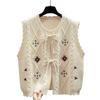 Cardigan Round Neck Knitted Vest Women's Spring and Autumn Outerwear Gilet Outer Sweater Waistcoat