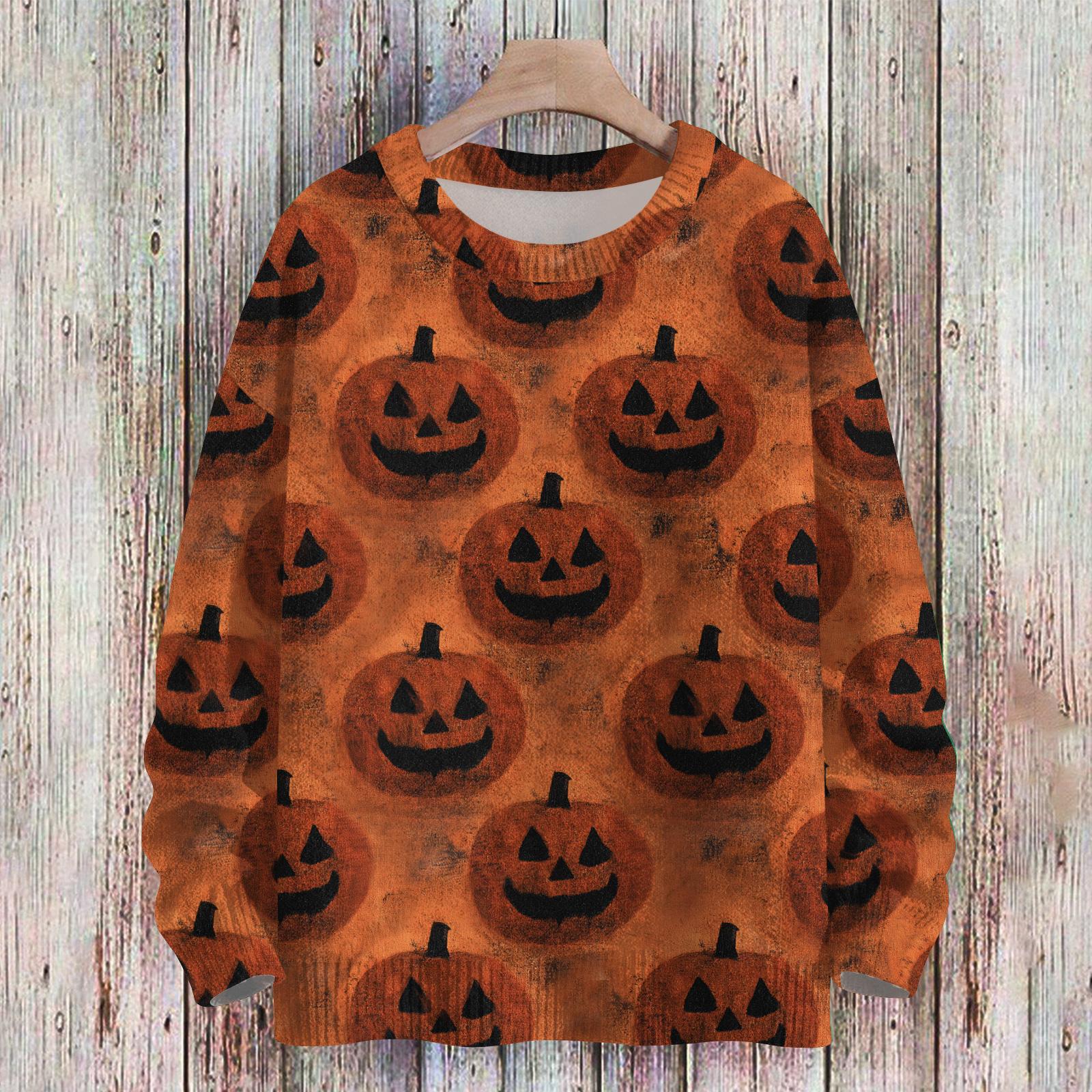 

Ladies Fashionable Casual Long Sleeved Christmas Printed Round Neck Knitted Yarn XXL