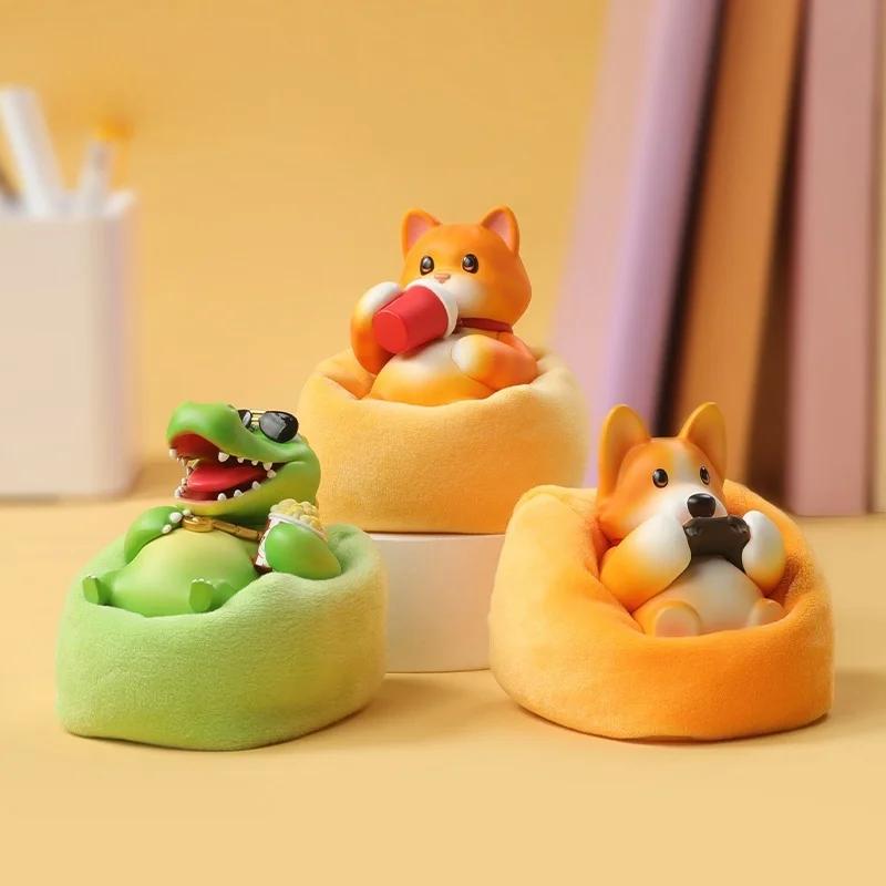 New Partyanimals Anime Figure Party Animal Lying Win Series Handmade Cute Cat Duck Collection Figure Desktop Ornament Toy Gifts