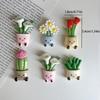 1/6pcs Cute Potted Plant Fridge Magnets, Kawaii Flower Cactus Refrigerator Magnets, Decorative Magnetic Stickers for Kitchen