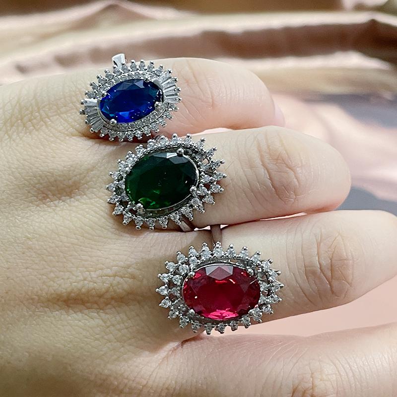 Cellacity Classic Sapphire Rings for Charm Lady with Oval Shape Gemstones 925 Sterling Silver Fine Jewelry Gift