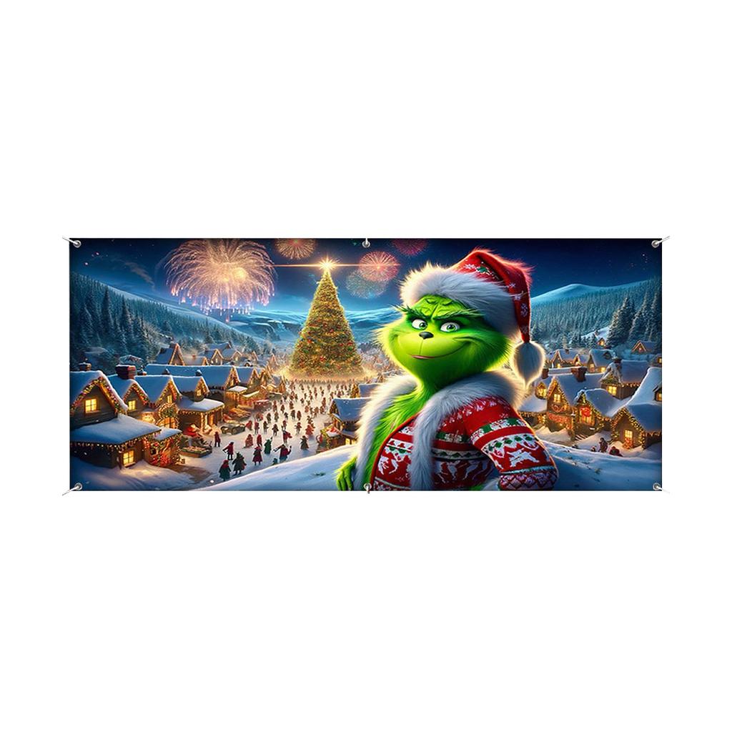 480CM*210CM/Christmas Garage Door Stickers Decorative Hanging Cloth Holiday Party Layout Door Stickers Tapestry Cloth Hanging Cloth Garage Decoration