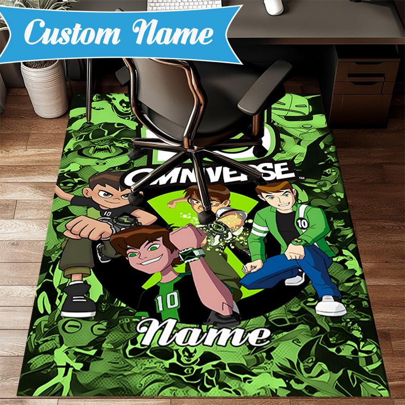 Custom Name Superhero Adventure Ben Team Rug Game Carpet, Floor Mat for Bedroom Living Room Entryway Rug, Home Decor Idea Gift for Christmas birthday