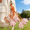 Artistic Tulips Themed Key Accessory Crafted From Leather With Elegant Bead Embellishment