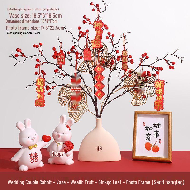 Creative Rabbit Figurine: Festive Newlywed Gift & Decoration for Couples