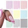 French Gradient Nail Art Stickers Multi-colors Self-Adhesive Decals Design Nail Tips Guides DIY Nail Decoration Stencil Tools
