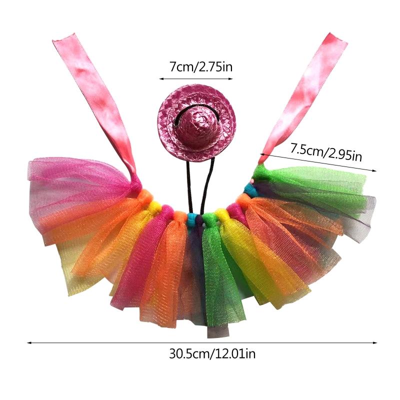 Pet Bearded Dragon Cosplay Tutu Skirt+ Hat Stylish Costume Accessories Dress Up Pet Halloween Holiday Accessories