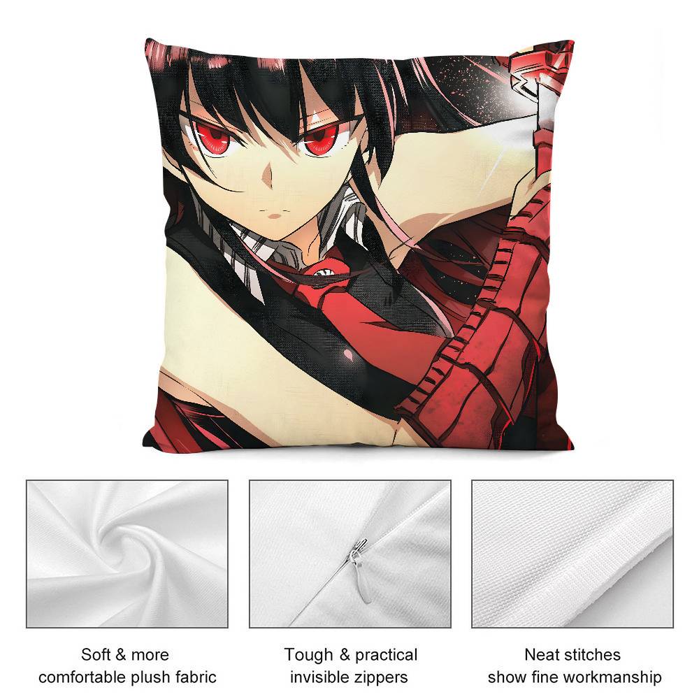 Anime A-Akame ga Kill Pillow Case Short plush Double-sided Print Square Throw Pillow Covers Sofa Home Cushion Decor