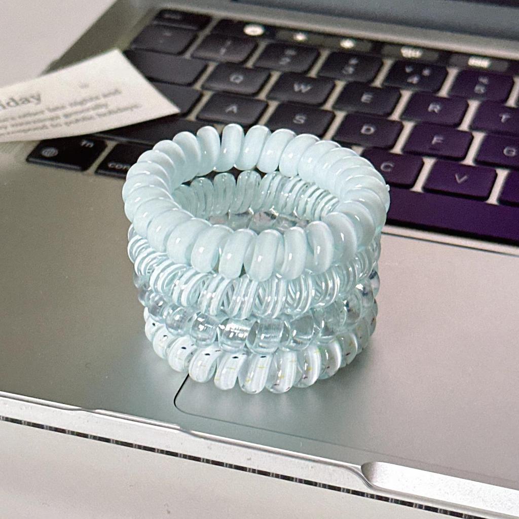 Korean Style Colorful Telephone Cord Hair Tie Set - High-End Elastic Hair Accessories for Women