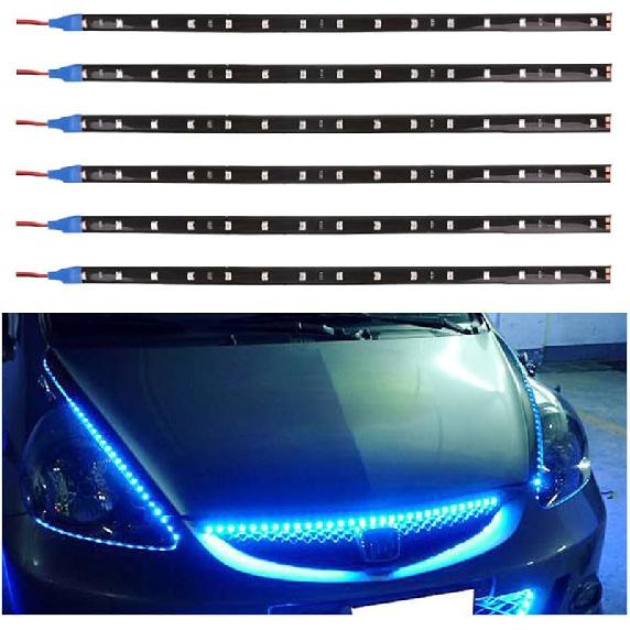 6PCS LED Strip Underbody Light, 12V 1Ft Flexible Auto Light Strip, Waterproof Car Underglow Strip, High Brightness Car Interior & Exterior Decoration