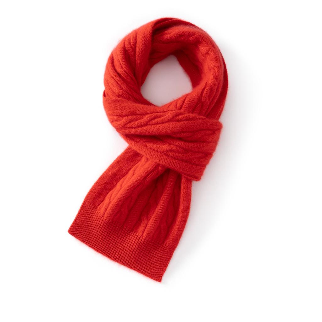 Women's 100% Cashmere Cable Knit Scarf Solid Color Windproof Neck & Face Protection Soft Scarf Outdoor Skateboarding And Hiking