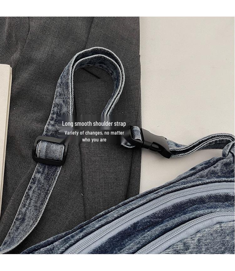 Borsa a Tracolla in Tela di Jeans Retrò Hong Kong - Unisex, Casual, Stile a Spalla Singola