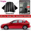 8Pcs Glossy Piano Black/Carbon Fiber Window Pillar Posts Trim Cover Door Sticker PC Material For Mazda 3 BK Hatchback 2003-2008