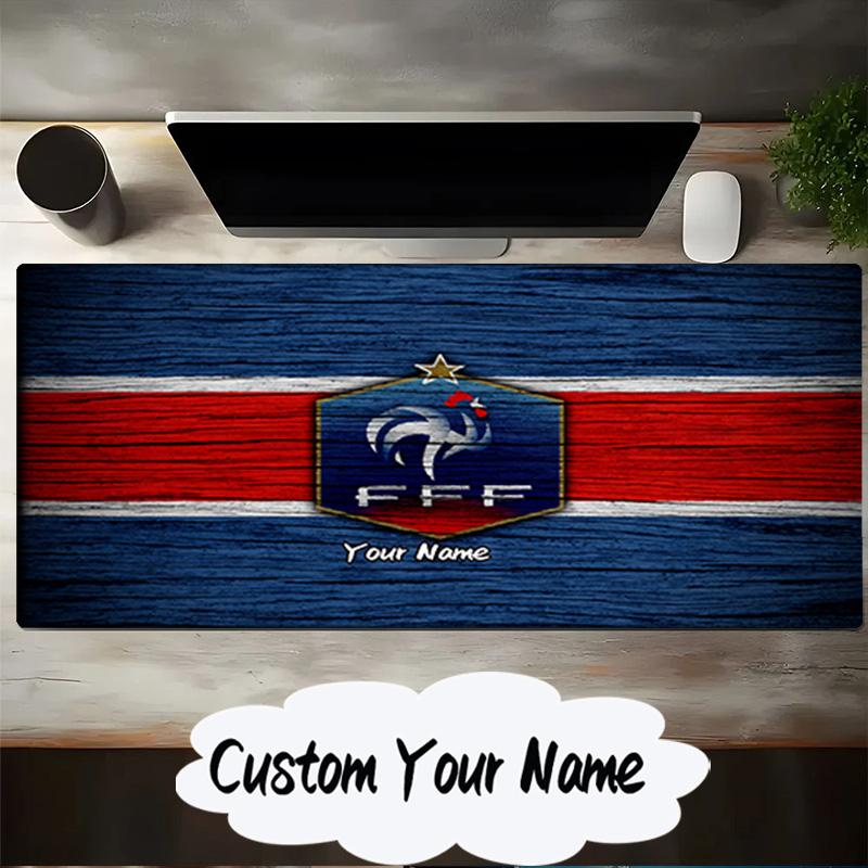 Custom Name Mouse pad France Football Emblem Mouse pad, Gaming Mouse Pad, keyboard pad, Desk Decor for computer notebook Fan Birthday Gift