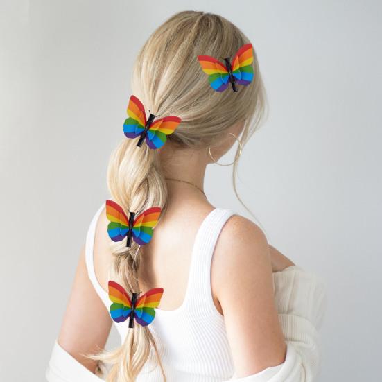 8Pcs Women Hair Clips Rainbow Butterfly Decor Hairpins 3D Wing Design Perfect Size Women Girls Hair Pins Hair Accessories