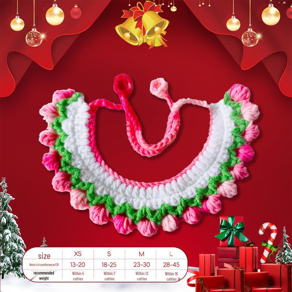 Weihnachts-Strickschal für Haustiere & Katzen-Lätzchen-Anhänger