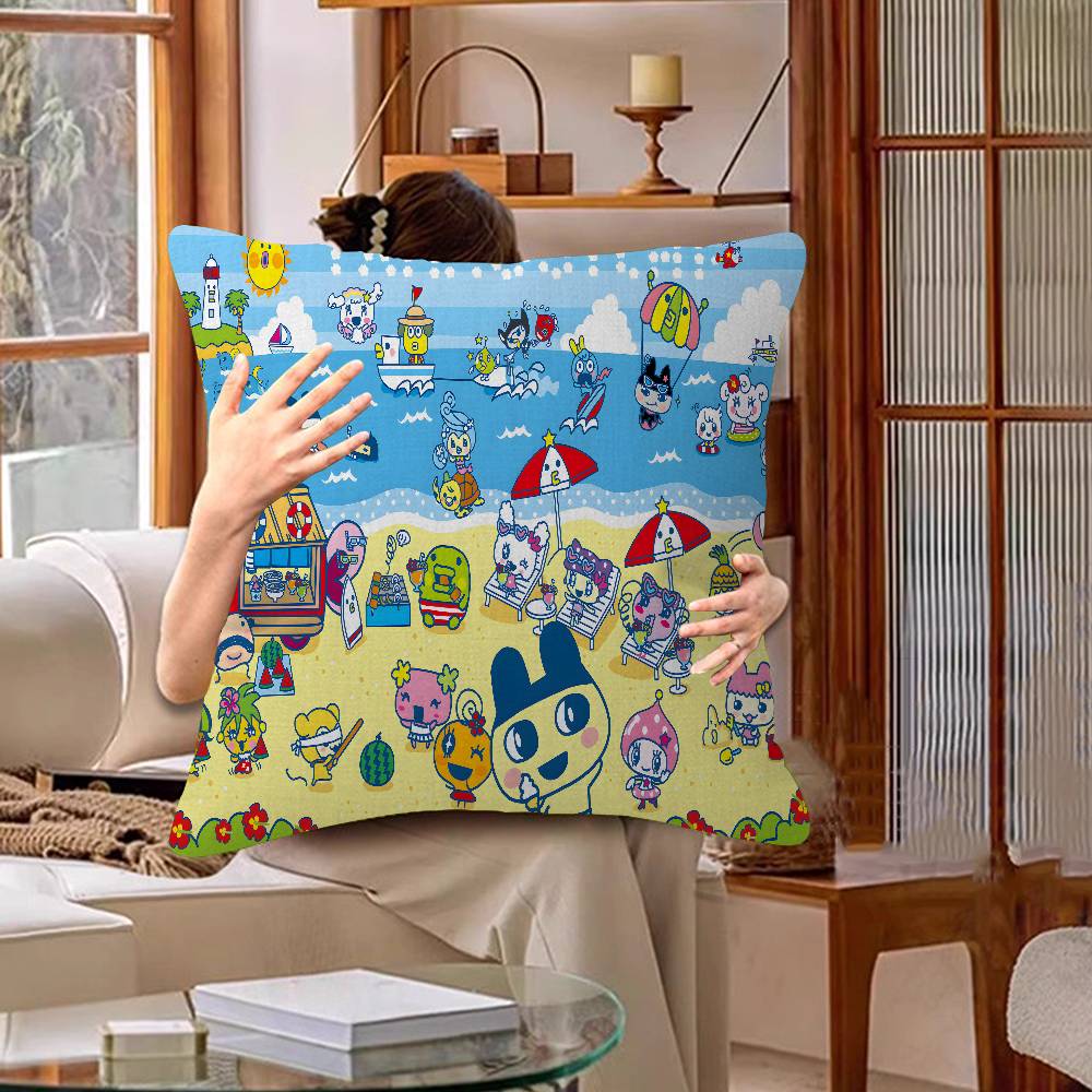 Game Fanart Cute Cartoon TTamagotchi Pillow Cushion Cover Pillowcase Living Room Sofa Home Decor Customized