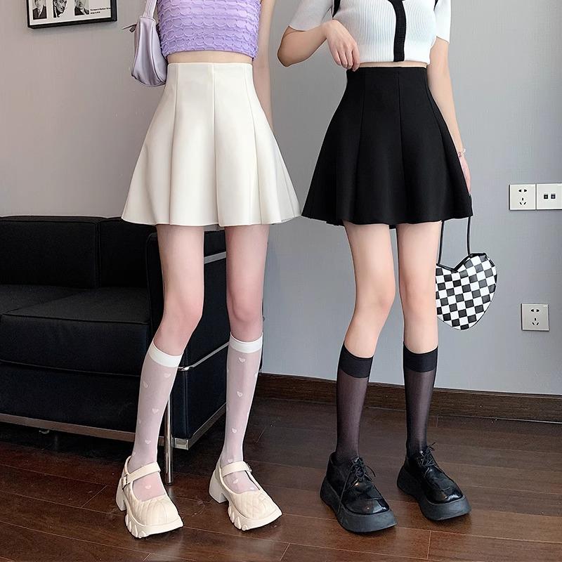 A-line Petite Women's Skirt - 2026 Autumn Academic Style Umbrella Skirt, High-Waisted Slimming Pleated Design