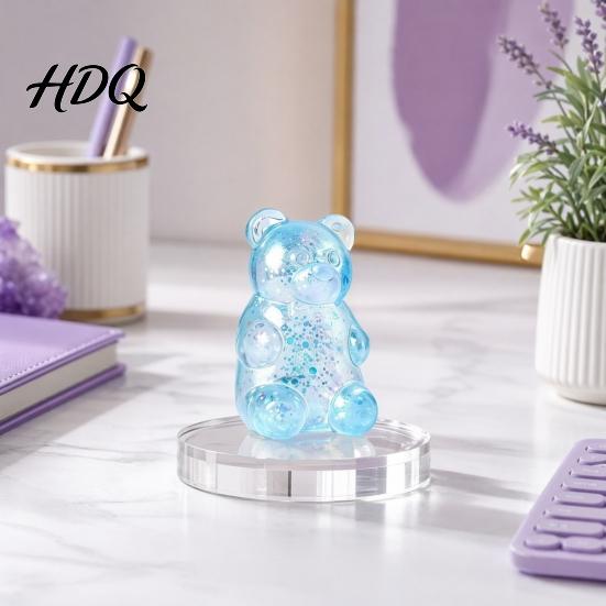 Stress Relief Gadget Mini Clear Bear Squeeze Toy, Sitting Sensory Desk Toy Soft Stretchy Sugar Ball Fidget Party Favors Kids