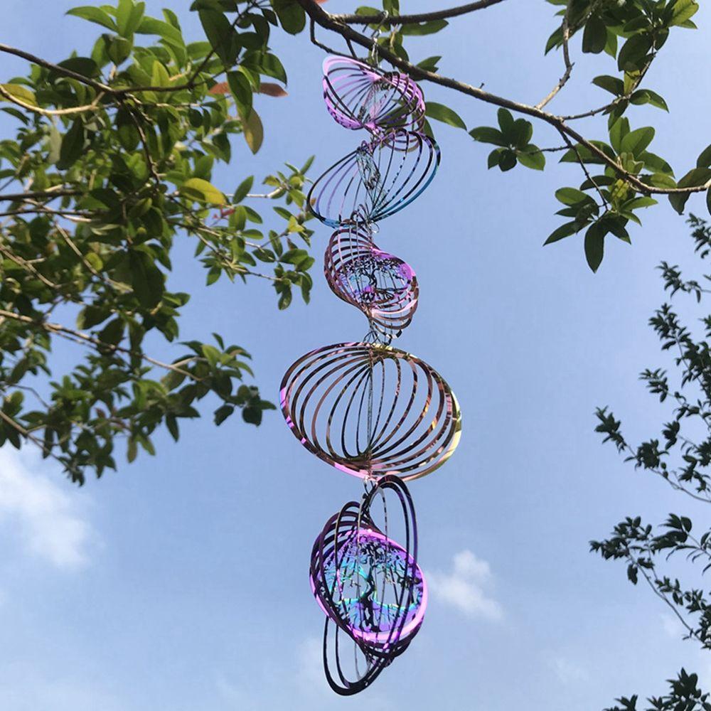 

Трехмерная жизнь елочных украшений Wind Spinner Wind Chimes Уличное украшение для сада и дома silver-three rings