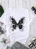 (Asian Size) Graphic Tee T-shirts Female Lovely Feather Style Casual Short Sleeve O-neck Fashion Print Women's Top T Clothing