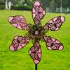 Luminous Effect Windmill Spinner Sculpture Metal Flower Pinwheel Wind Rotator  Lawn