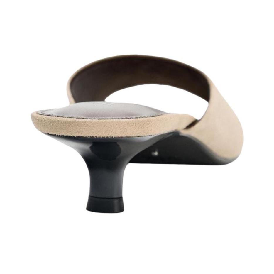 Zara Fashion Versatile Anti-Wear Slide Sandals Women Footwear Beige 1351610102