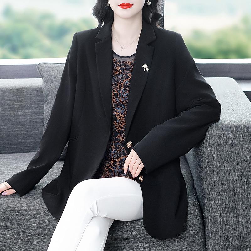 2024 Autumn/Winter Plus Size Slimming Commuter Suit Jacket for Middle-Aged Women