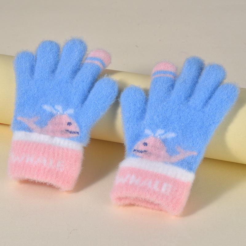 Children's gloves five-finger baby autumn and winter boys and children versatile warm knitted children's gloves winter warm gloves