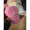 Pink Love Baseball Cap for Women Korean Style Big Head Cap Soft Top Cute Cat Hat Trendy Face