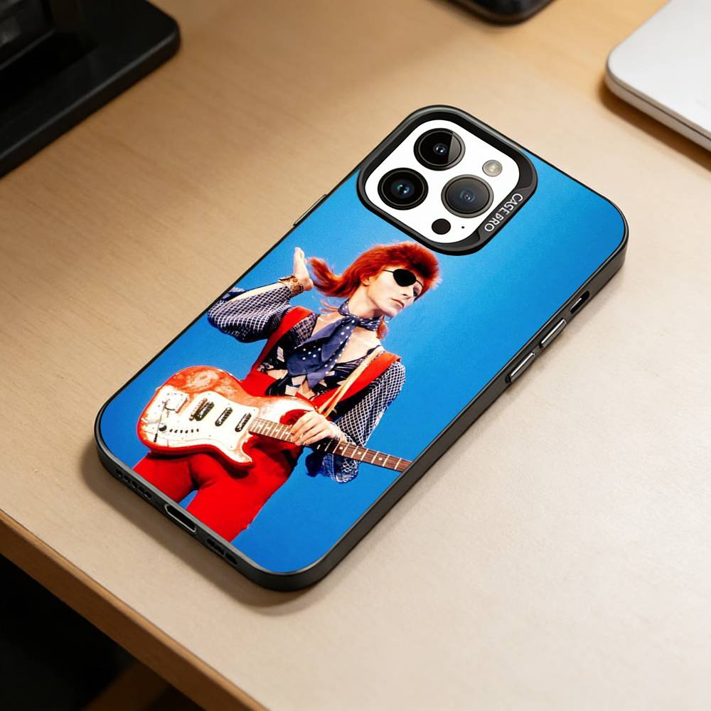 D-David-Singer B-Bowies   Phone Case For iPhone 17,16,15,14,13,12,11 Plus,Pro Max,XS,Colored Silver Plated Inside Cover