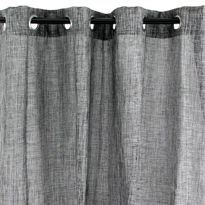 ALECTO Rideau à œillets effet chiné métallisé - Noir - 140x250 cm