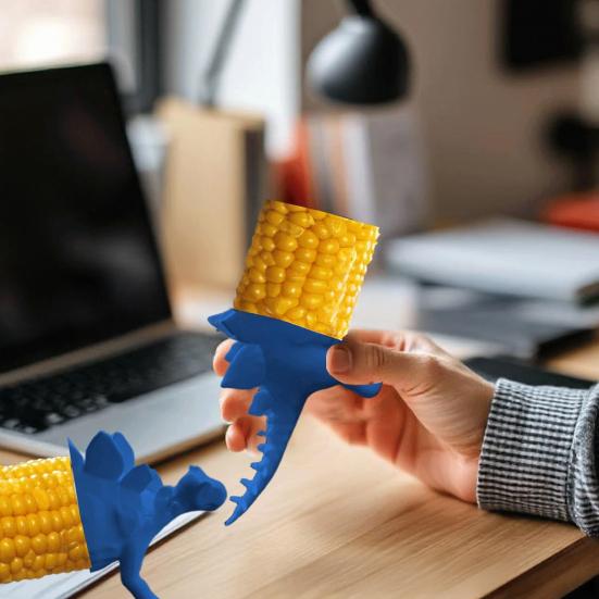

Dinosaur Corn Cob Holder Kids Adults Dino Shape Corn Holder Heavy Duty Plastic Decorative Corn Stick Fork Corn Lover Gift синій