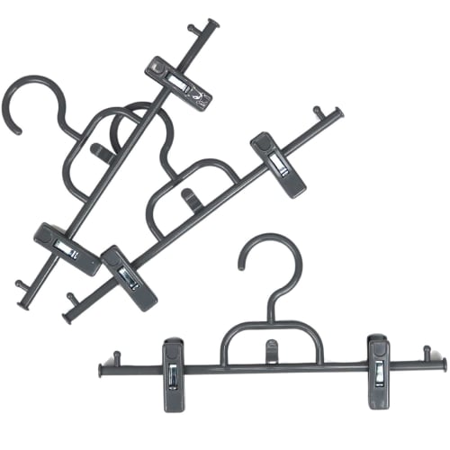 Sawafuji Clothes Hanger, Hanger Gallery, 3-Piece Connectable Bottom Hanger, Rock Gray, 330mm Wide, Set of 3, for Skirts, Slacks, and Pants, with Clips