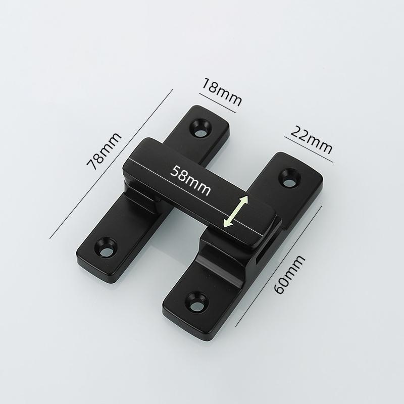 

90-Degree/180-Degree Bolt Door Latch, Non-Perforated Door Bolt, Zinc Alloy Door Lock, Bathroom Latch, Hotel Door, Visible Anti-Theft Latch