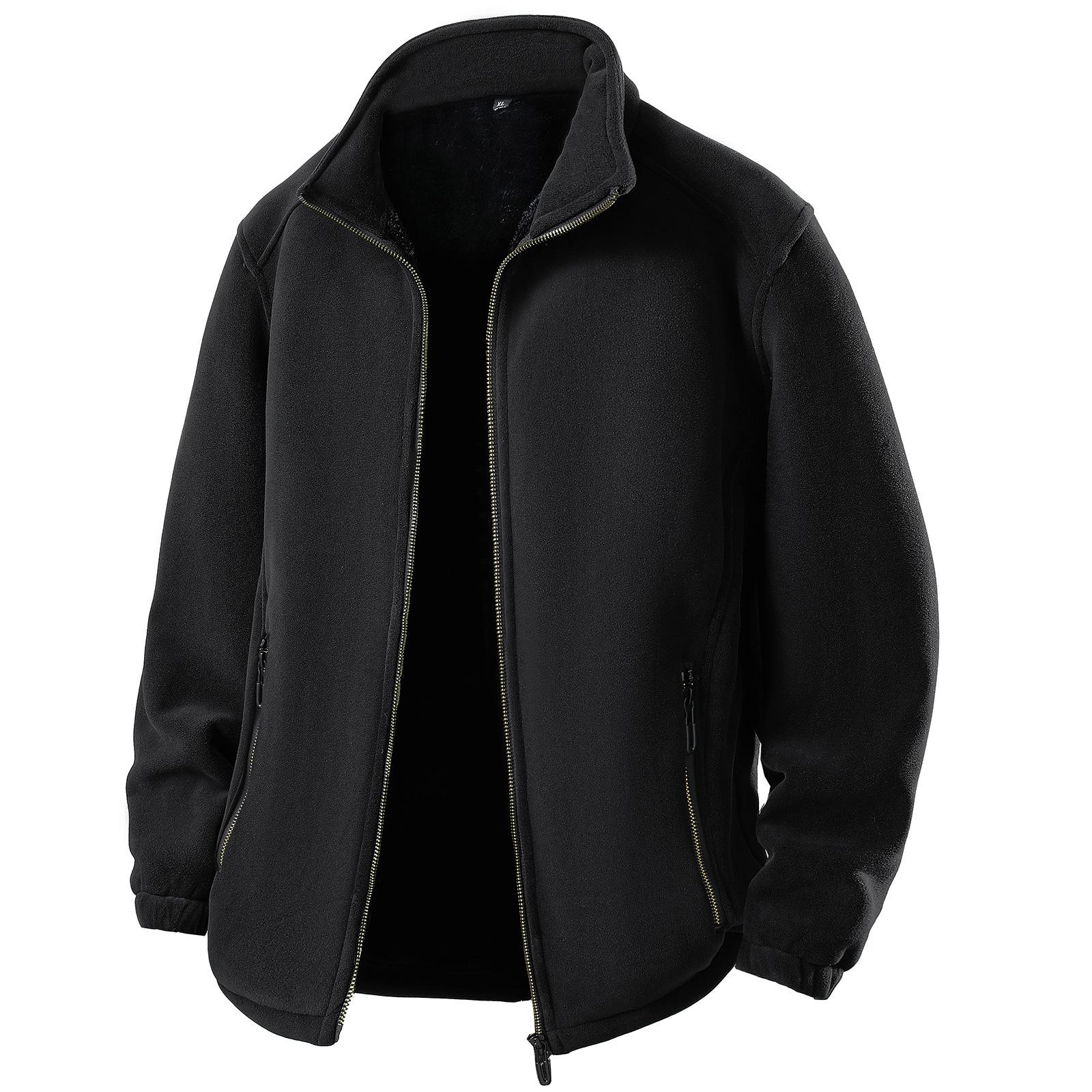 

Унисекс Повседневная Уличная Однотонная Юбка Флисовая Куртка на Молнии XXXL чёрный