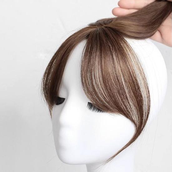 Women Clip-in Bangs Natural Wispy 3D French Bangs Forehead Hair Extensions Black Brown Side Bangs Fringe Wig Hairpieces